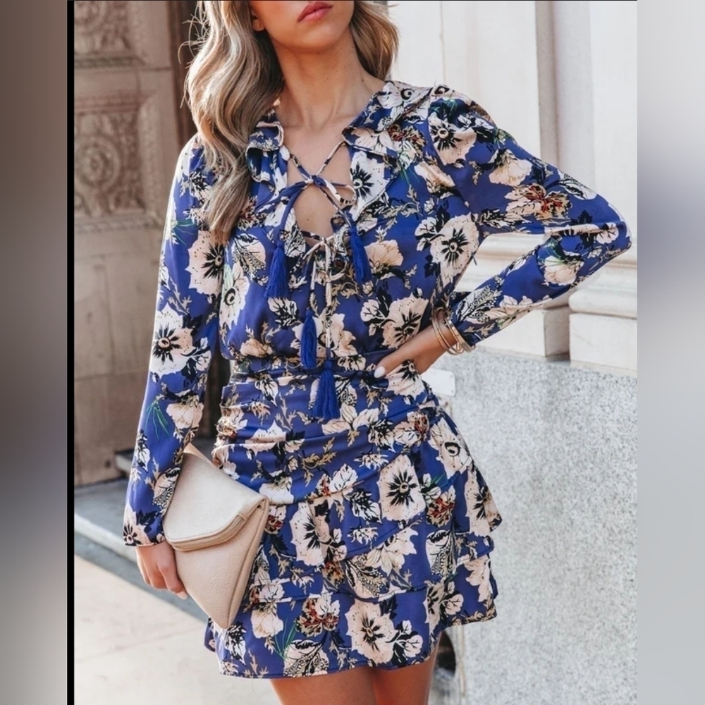 Fore Floral Long Sleeve Midi Dress